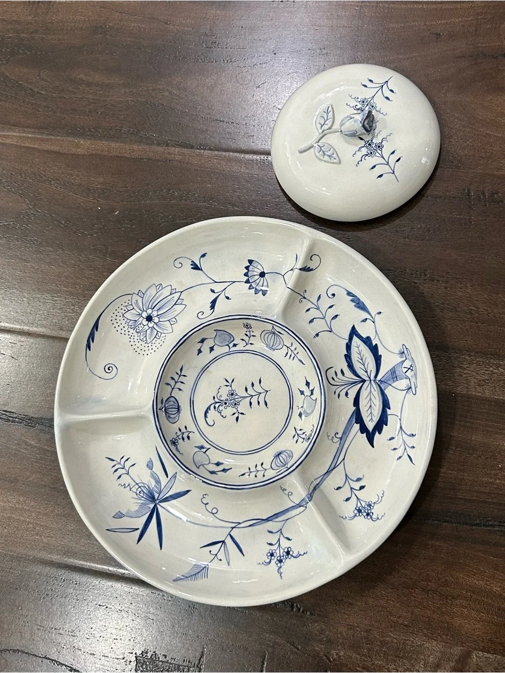Vintage Meissen White Blue Porcelain Serving Platter